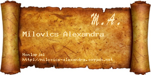 Milovics Alexandra névjegykártya